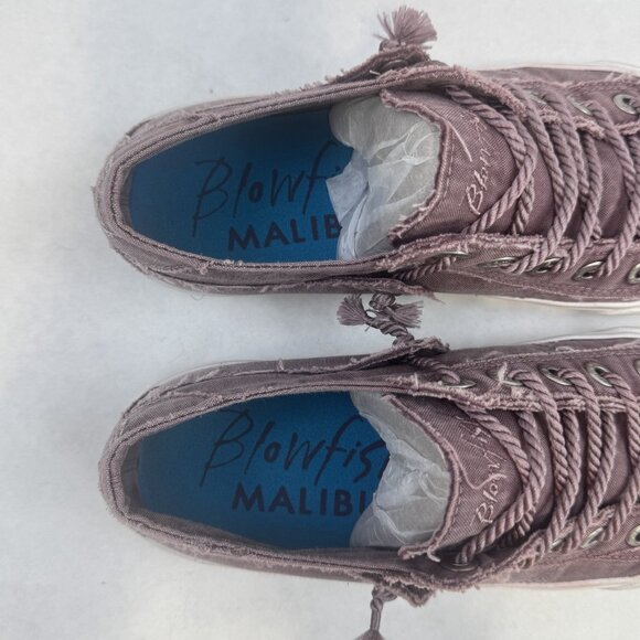 Blowfish Malibu Womens 8/8.5 Martina Faded Burgundy Distressed Canvas Sneakers - Picture 8 of 11